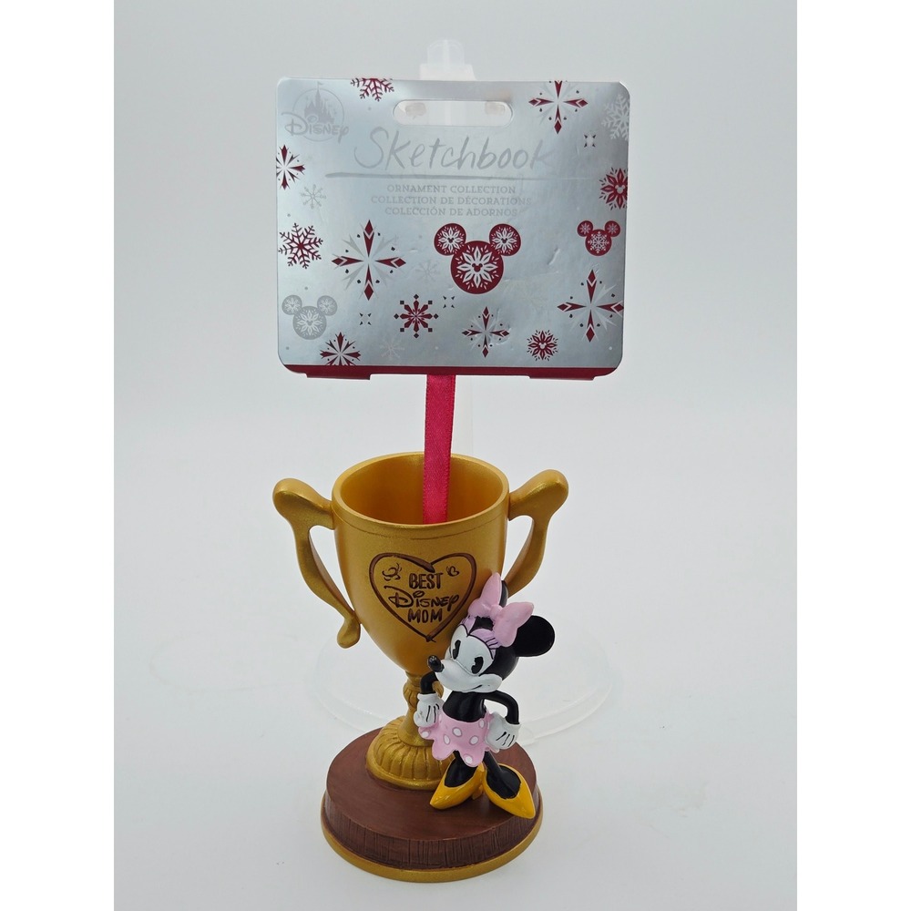 Disney Sketchbook Ornament Best Disney Mom Minnie Mouse Gold Trophy New